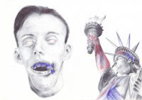 Bertrand Grave. Dibujo. Boli Bic. Serie Amerrika. Amerrika 0.1. 2017.