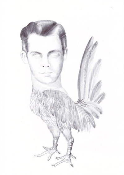 Bertrand Grave. Dibujo. Boli Bic. Serie Antropoamorfo. Oh Charlie Oh. 2017.