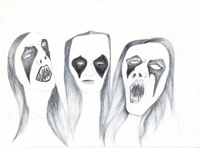 Bertrand Grave. Dibujo. Boli Bic. Serie Black Metal. Black Metals. 2016.