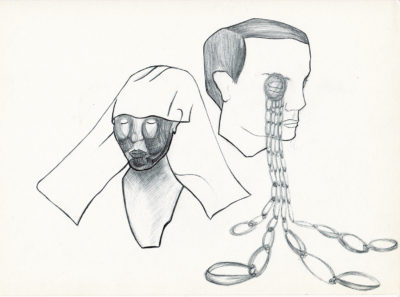 Bertrand Grave. Dibujo. Boli Bic. Serie Black Metal. Please hate me. 2016.