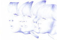 Bertrand Grave. Dibujo. Boli Bic. Serie Transmutaciones. La Chica de Chelsea. 2018.