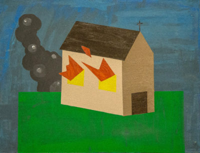 Bertrand Grave. Pintura. Serie Black Metal. Quema. 2017.