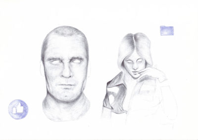 Bertrand Grave. Dibujo. Boli Bic. Serie Amerrika. Amerrika 0.2. 2017.