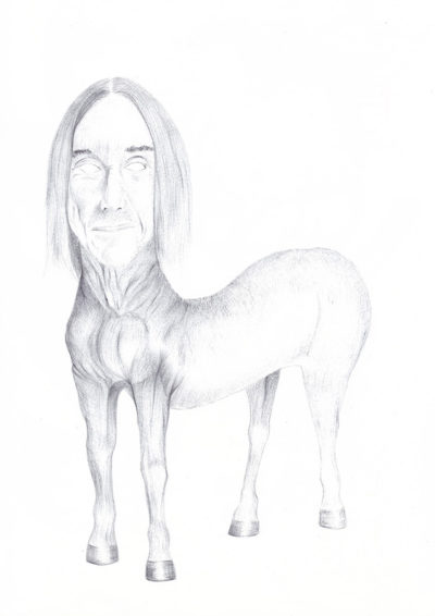 Bertrand Grave. Dibujo. Boli Bic. Serie Antropoamorfo. Pecho 2017.