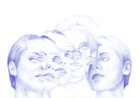 Bertrand Grave. Dibujo. Boli Bic. Serie Transmutaciones. Persona. 2018.