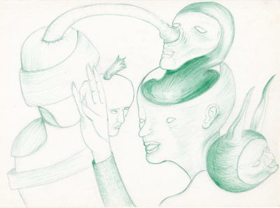 Bertrand Grave. Dibujo. Boli Bic. Serie Black Metal. Samedi Alegoría. 2016.