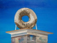 Bertrand Grave. Pintura. Serie Consume. Comisaría y Donuts. 2016.