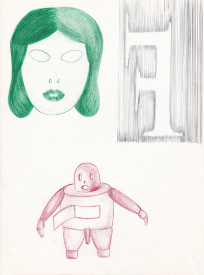 Bertrand Grave. Dibujo. Boli Bic. Serie Black Metal. Space Masturbation. 2016.