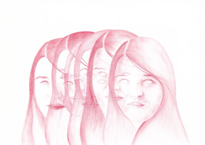 Bertrand Grave. Dibujo. Boli Bic. Serie Transmutaciones. Trish 2018.