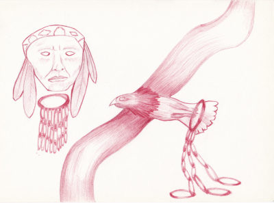 Bertrand Grave. Dibujo. Boli Bic. Serie Black Metal. Indian Eagle. 2016.