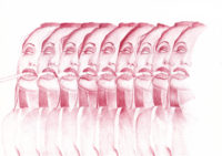 Bertrand Grave. Dibujo. Boli Bic. Serie Transmutaciones. Nine is the number. 2018.