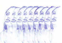 Bertrand Grave. Dibujo. Boli Bic. Serie Transmutaciones. Bbbbbbbb&b. 2017.