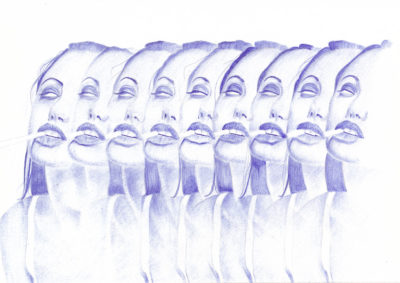 Bertrand Grave. Dibujo. Boli Bic. Serie Transmutaciones. Bbbbbbbb&b. 2017.