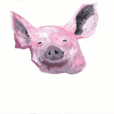 Bertrand Grave. Pintura. Serie Black Metal. Pig 03. 2016.
