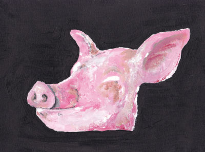 Bertrand Grave. Pintura. Serie Black Metal. Pig 02. 2016.