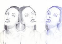 Bertrand Grave. Dibujo. Boli Bic. Serie Transmutaciones. Angeline 0.1. 2017.